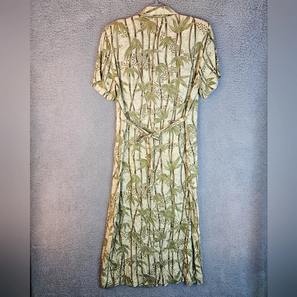 Bahama Beach Womens Bamboo Tropical Print Full Front Button Shirt Dress Sz M - Picture 8 of 13